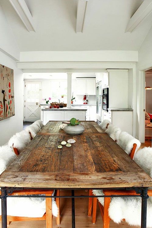 Mesas con mucho encanto... 13 ideas para combinar hierro y madera Patas para mesa comedor hierro forjado