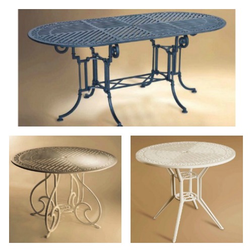 mesas de aluminio fundido para patios rusticos